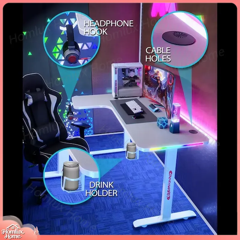 Большой L-образный игровой сто – обзор и цена Desk Setup L Shaped